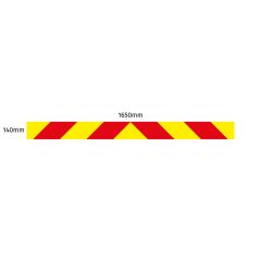 Chevron Board in Nikkalite Crystal Grade Red & HI-SCAL Fluo Yellow - 1650 x 140mm