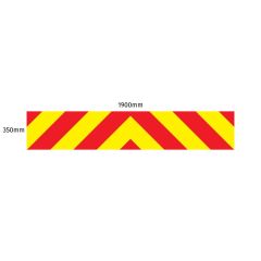 Chevron Board in Nikkalite Crystal Grade Red & HI-SCAL Fluo Yellow - 1900 x 350mm