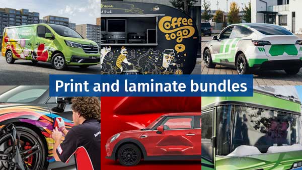 Vehicle wrap print and laminate bundles